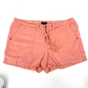 Gap Women's Salmon Pink Linen Summer Shorts Drawstring 12 Lotus Orgneon‎